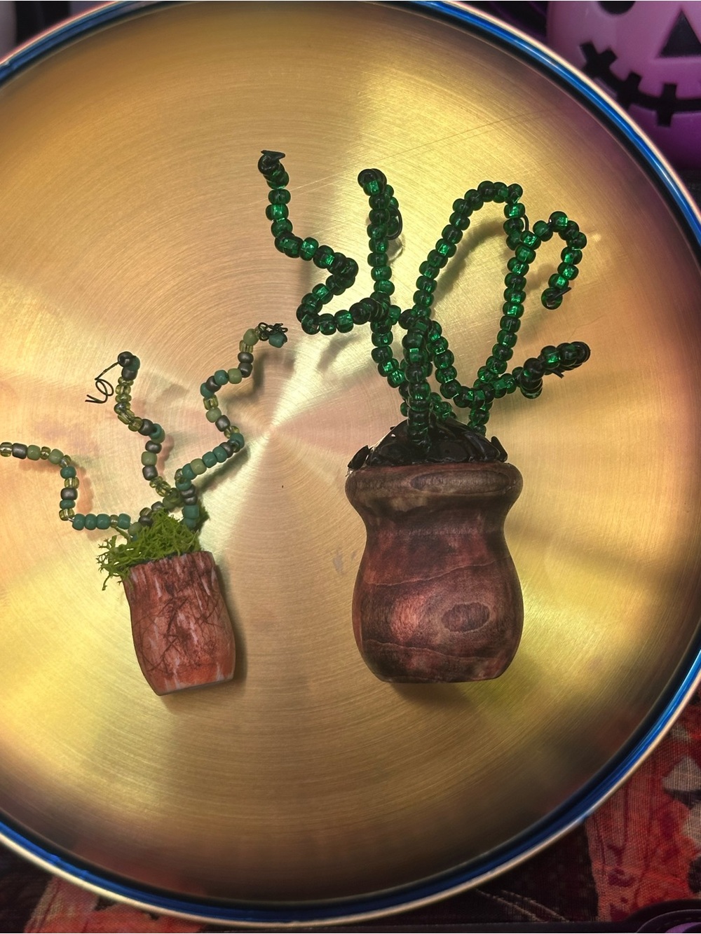 Handmade Beaded Plant Magnet Set – Miniature Potted Plants